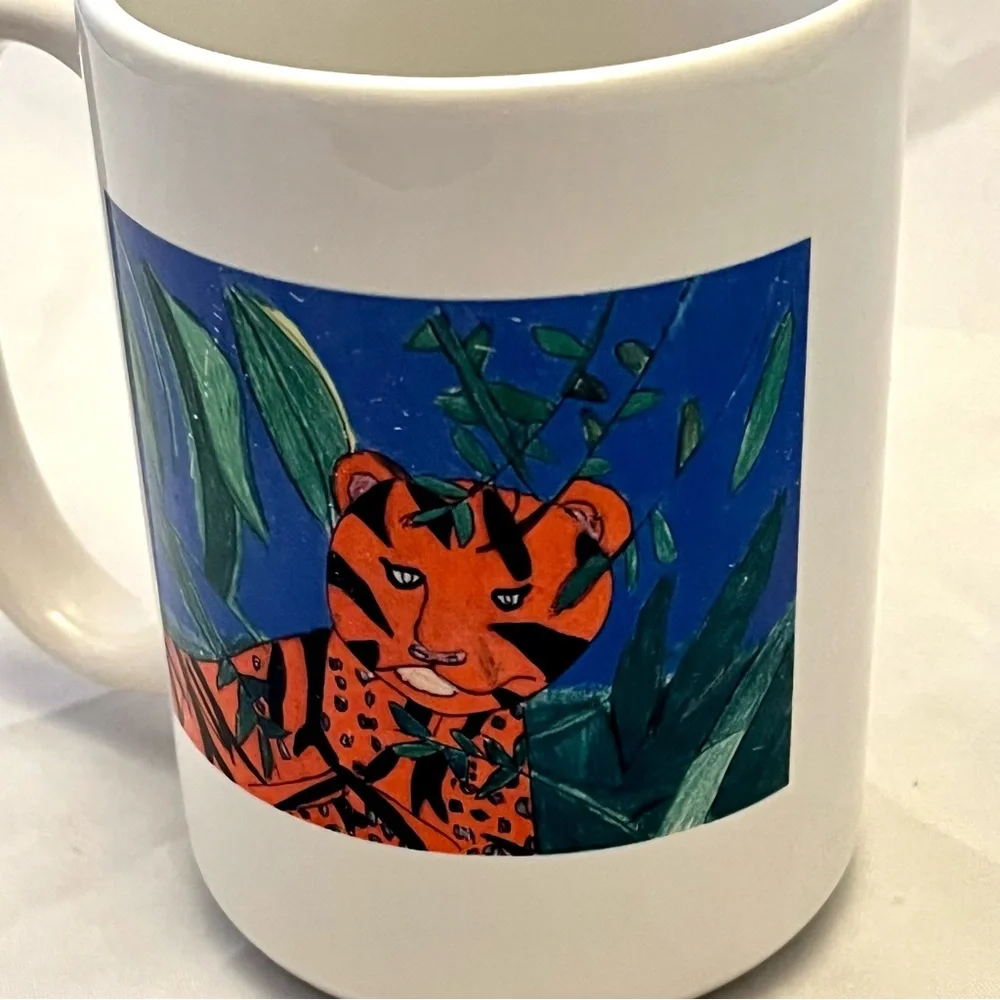 Tiger in Jungle Coffee Mug, Handmade, Hobbyist Art Coffee, EUC